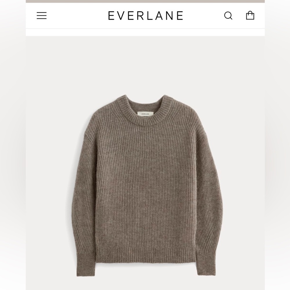 NWOT Everlane Alpaca Crewneck Sweater Taupe Melange XS - Picture 5 of 6